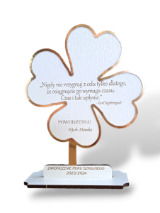 Statuetka Koniczynka z CYTATEM i Dedykacją zakończenie roku 
