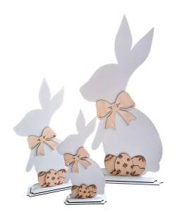 ZAJĄC drewniany ZESTAW 3 sztuk 60 cm 40 cm 30 cm WIELKANOC ozdoba figurka